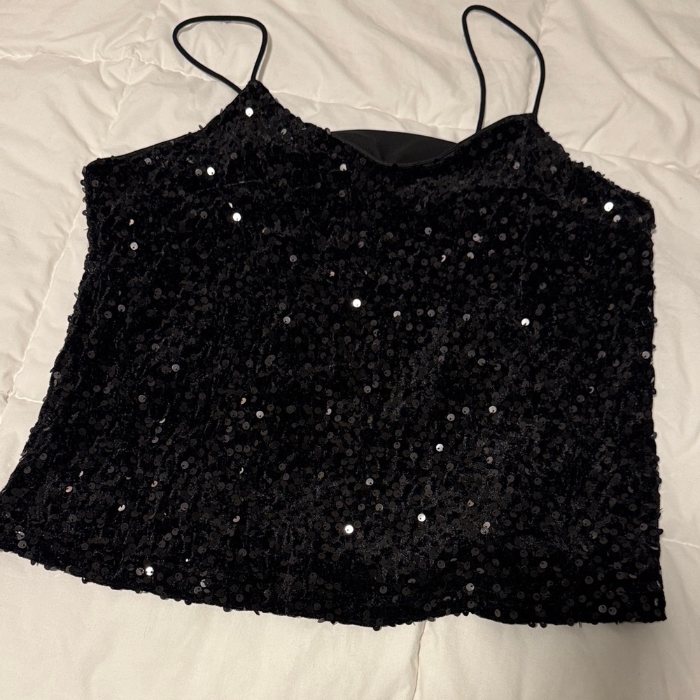 Elegant Black Sequin Camisole Top